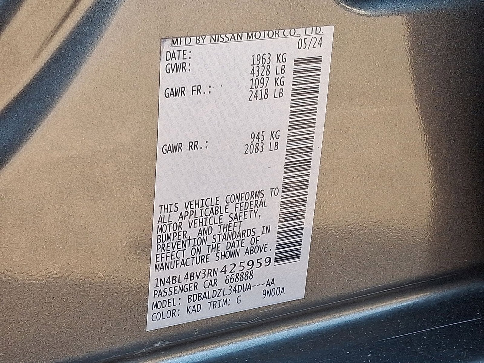 2024 Nissan Altima S FWD