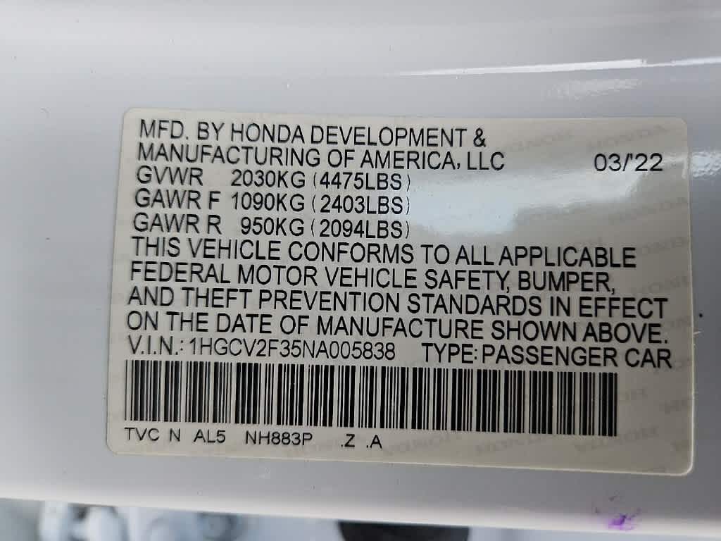 2022 Honda Accord Sport