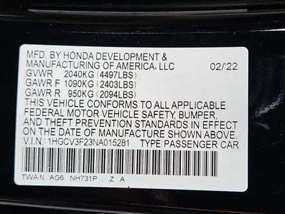 2022 Honda Accord Hybrid Sport