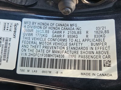 2021 Honda Civic Sedan EX