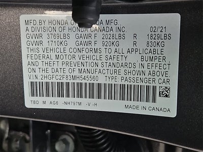 2021 Honda Civic Sedan Sport