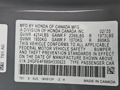 2025 Honda Civic Hybrid Sport Touring
