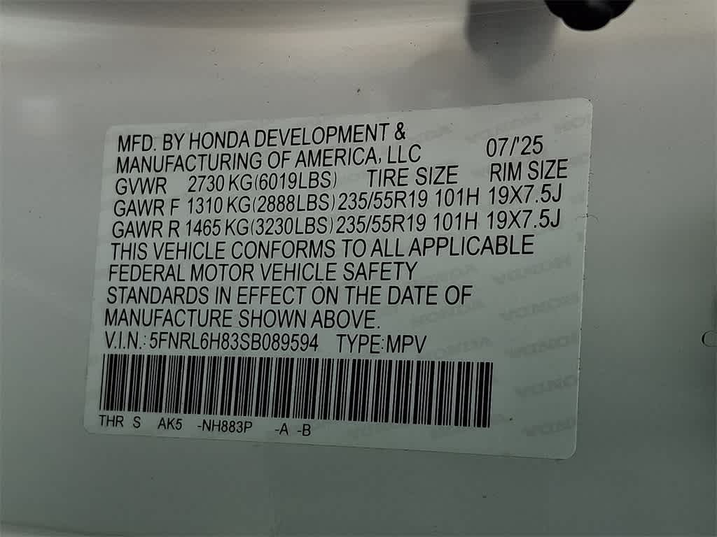 2025 Honda Odyssey Touring