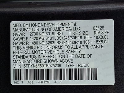 2026 Honda Ridgeline RTL